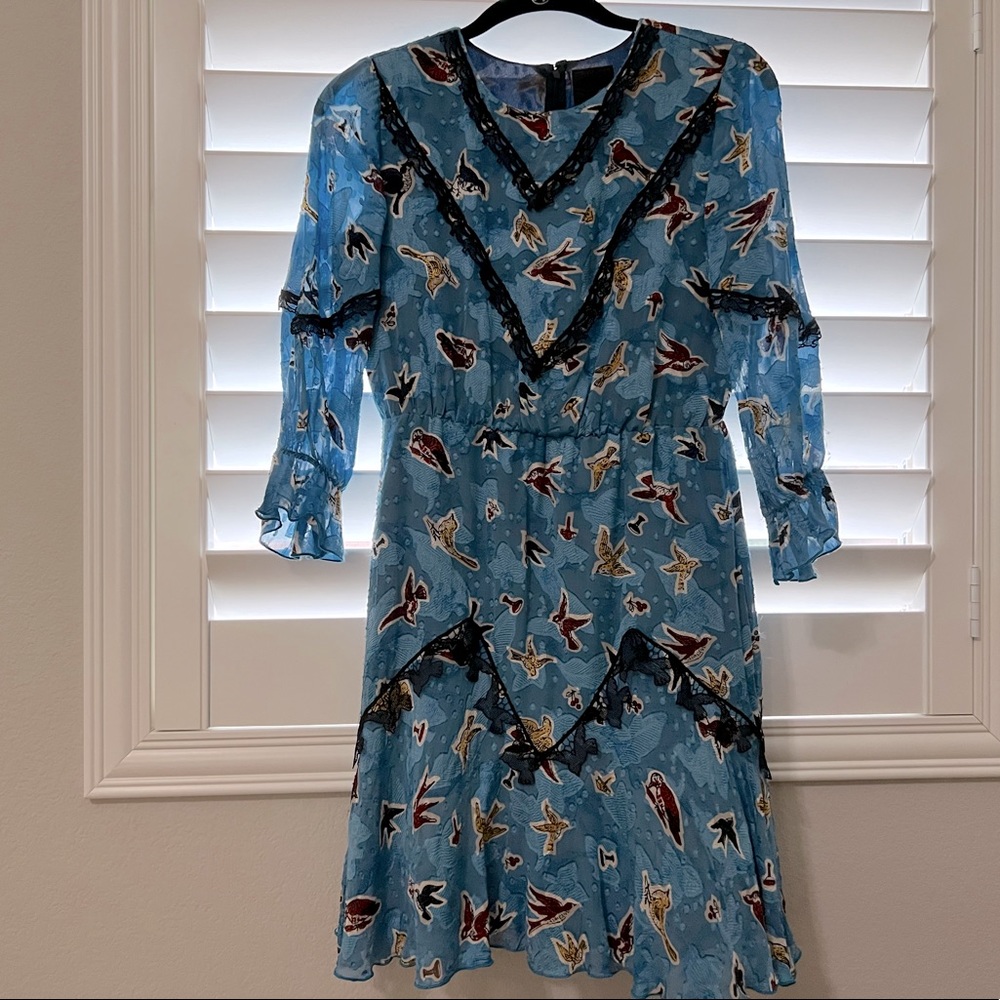Anna Sui Silk Printed Midi Dress - 0